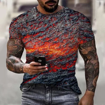 Брандираната лятна тениска BIANYILONG, модни креативна тениска с абстрактна графика 3D за мъже/жени, ежедневна спортна тениска с кръгло деколте и къси ръкави