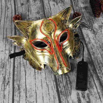 Маска с глава на вълк, която симулира Бала led светлинен костюм за cosplay на Хелоуин маска за Възрастни