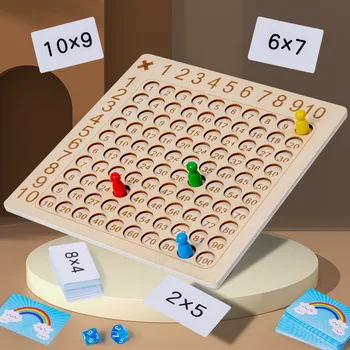 Умножение Монтесори Дървена Настолна игра Детски Образователни Играчки Таблицата за Умножение 99 Математически Обезщетения за сложению