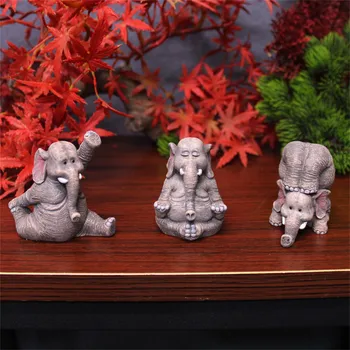 3 Бр. Статуетка на Слон, за Йога, смола, 3D Занаятчийски Животни, Украшения, Скулптура, Декорация на масата, Уникален подарък за Приятел на семейството