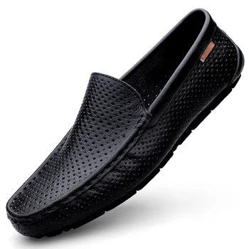Удобни Мъжки Ежедневни обувки от естествена кожа, Луксозни Маркови Мъжки Лоферы, Дишащи Италиански обувки За Шофиране Без Закопчалка, Chaussure Homme