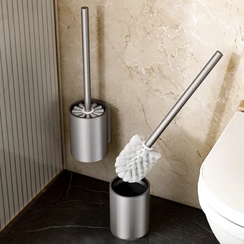 Аксесоари за баня от Космическа алуминиева четка за тоалетна с дълга дръжка, четка за почистване на тоалетната чиния, неперфорированная четка за тоалетна