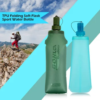 Спортна бутилка за вода, Сгъваема мека фляжка от TPU, Чанта за Джогинг, Къмпинг, Туризъм, чанта за вода, Сгъваема чанта за бутилка с вода