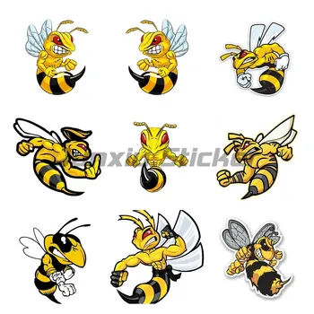 Мультяшная стикер с пчела, сърдита силна пчела, стикер за автомобил, жест отклонения пчелите, мотоциклети автомобили каска, аксесоари за прозорци, каросерии