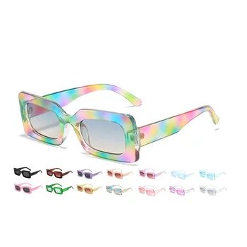 Модни Слънчеви Очила в ярки Цветове Малък Размер, Реколта Квадратни Тенденция на Летните Прости Правоъгълни слънчеви очила с дизайн CE