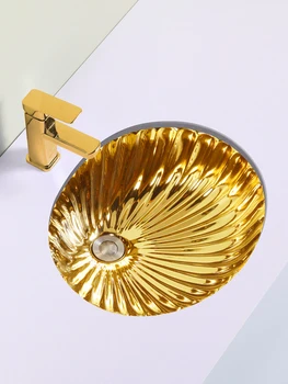 Керамична мивка с покритие покритие, вграден шкаф за баня, мивка с кръгла форма