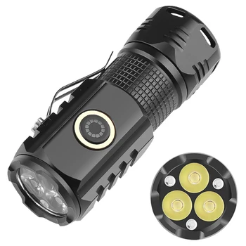 Мини led фенерче, USB Акумулаторна лампа, скоба за капаци, Водоустойчив фенер за къмпинг, мощен фенер, работни светлини за риболов