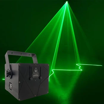 Зелен Лазерен прожектор с Мощност 3 Вата 5 W, Панорамен светлина, Анимационен Лазерна светлина, ILDA Club Disco DJ Bar DMX, Танц Коледен Ефект, Шоу-светлина