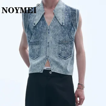 NOYMEI, обикновен мъжки елек от деним, модерен американски Ретро стил, модерен жилетка без ръкави, годишният универсален WA1960