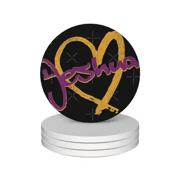 I Love Yeshua Ретро Комплект от 4 керамични каботажните 80-те и 90-те години Виолетово-жълт цвят с Пробковым Домашен Интериор, подарък за Годишнина от Сватбата