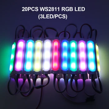20PCS DC12V Dream Color RGB WS2811 5050 SMD светодиод 3 цвята Moudle IP67 Водоустойчива светодиодна лента за украса реклама