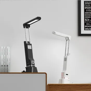 Светодиодна настолна лампа за защита на очите, USB Акумулаторна Сгъваема настолна лампа, Офис лампа за четене с регулируема яркост, Преносима работна светкавица