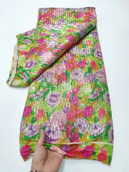 Луксозна Африканска лейси плат 2023 най-новата индийска тъкан сари Високо качество с тюлевым принтом 3D лейси плат с пайети сватбена рокля YYZ9232