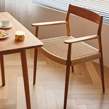 Оплетка Скандинавски фотьойл За хол, Дизайн Трапезария, Стол от масивно дърво, Спалня, Poltrone Da Salotto, Японската Мебели