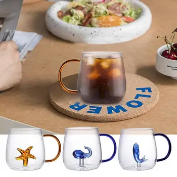 3D Кафеена чаша, Сладка Фигурка Вътре от прозрачно стъкло, Чаша за Пиене с Мультяшными животни, Компактен Фигурка, Чаена чаша за вино, Аксесоари