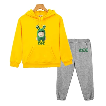 Комплекти толстовок Oddbods Green ЗЕЕ с графичен дизайн, Hoody с дълъг ръкав и шарките на Kawai за момчета и момичета, Детски пуловери сладки