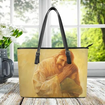 Подарък за великден Живопис с маслени бои на Исус, луксозна Дизайнерска чанта-тоут, Дамски Голямата голям пътна чанта с дръжка за през рамо, Елегантна чанта за междуградски пътувания