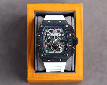 2023 Подобрени мъжки сапфировые часовници AAA с 6-пинов многофункционален кварцов механизъм, с гумена каишка, елитен марка RM, висококачествени часовници