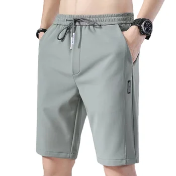 Летни обикновена ежедневни панталони; Мъжки шорти с Високо качество в бизнес стил с еластичен ластик на кръста; Плажни свободни мъжки спортни къси панталони