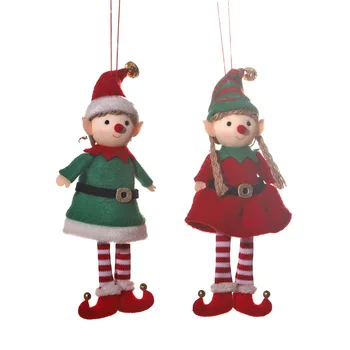Коледна украса мультяшная двойка колан кукла елф окачване Коледна елха окачване сцена одевалка подпори