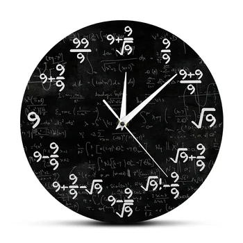 Деветките Математически Стенни часовници Номер 9 Математически Модерни часовници Стенни Часовници Математическо уравнение Часовници от 9 Математически Формули Стенно изкуство