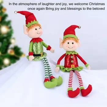Играчка Dsktop Elf Кукла, цветни дългокраката плюшен играчка Ръчна изработка, Коледна кукла-фея, украса за парти