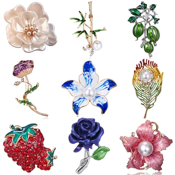 RINHOO Fashion Ръчно изработени, оцветени цветя Камелия, Листа от Растения, Брошка на яката с кристали, на Жени за жени, Мъжки Бижута