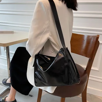 Чанта за покупки от изкуствена кожа за жени, Луксозна чанта-тоут 2023, нов дизайн, Дамски проста пазарска чанта, Дамска чанта през рамо b