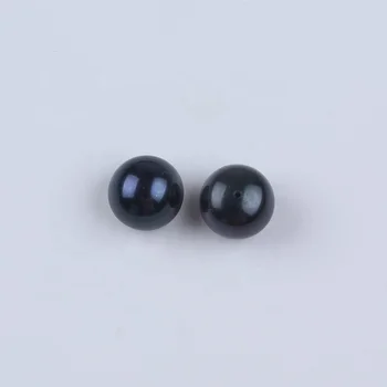 мъниста от сладководни перли, с плоска пуговицей 11-11,5 мм, боядисани в черен цвят, бижута аксесоар 