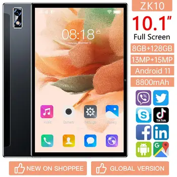Tablet PC ZK10 с 10.1-инчов HD екран и Android 11 Оперативна памет: 6/8/12 GB-Вградена памет: 128/256/512 GB Поддръжка на GPS + WiFi Dual карта 8800 mah Глобалната версия