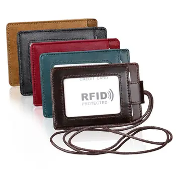 Преносим калъф за автобусни карти RFID от естествена кожа, държач за своята практика, портмонета, инструмент за работа в офис, каишка