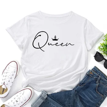 Дамски тениски Y2k с графичен принтом корона, естетична укороченная тениска с къс ръкав, дамски елегантни и младежки облекла с комиксами тениска