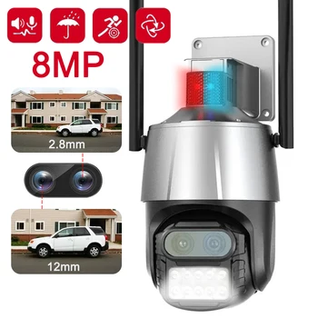 8-Мегапикселова PTZ WiFi IP камера С двойна Леща и 8-кратно увеличение, Камера за Външно наблюдение, Нощно Виждане, аудио, Откриване на човек, Камери за Сигурност Smart home