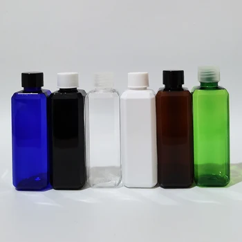 50 бр. празни пластмасови бутилки за козметични продукти за лична хигиена обем 100 мл с завинчивающимися корици, цветни квадратни контейнери за PET бутилки за шампоан за вода