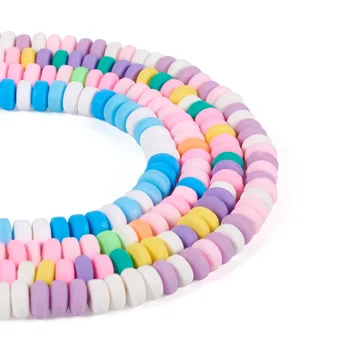 4 Направления Плоски Кръгли Мъниста, ръчно изработени от Полимерна Глина Heishi Beads Винил Диск Свободна Распорная Топчета за Бижута Колие Гривна