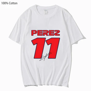Sergio Checo Perez 11 Formula One Бяла Тениска за мъже F1 Car Гореща Игрална Дрехи С Герои от Анимационни филми Женска Риза от 100% Памук Годишният Топ Y2k