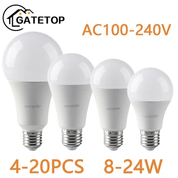 Високо качество на AC110V/AC220V 4/8/12/16/20 бр. Лампа E27 B22 Мощност 8 W-24 W Без трептене топло бяла светлина за преместването на Офиса на Супермаркет