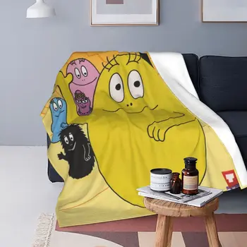 Barbazoo Анимационни Одеяла за родители и деца Velvet Les Barbapapa Family Леко Тънката Покривка за спалня, покривки за мека мебел