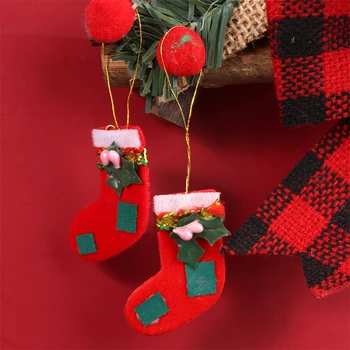 1 бр. Мини-червен Коледен чорап, модел на Коледна елха, Висящи Куклена къща, Миниатюрни Аксесоари за вашия интериор