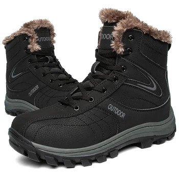 Мъжки Тактически военни зимни обувки от естествена кожа, Армията Ловно туризъм обувки, зимни обувки за мъже, Градинска обувки с мека подплата, Топлина