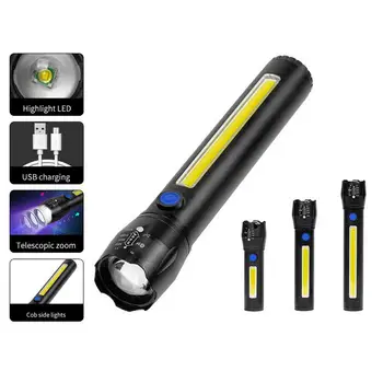 Преносим Фенер за Къмпинг LED Алуминиева Сплав USB Зареждане Лампа За Къмпинг, На Открито и на Силна Светлина на Далечни разстояния COB Zoom Мини-Фенерче