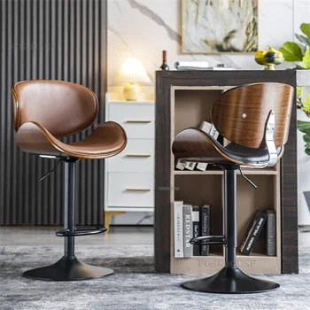 Европейските кожени бар столове Бар Мебели с Отвличане на въртящ се стол бар стол лукс Лекота Индивидуалност висок бар стол A