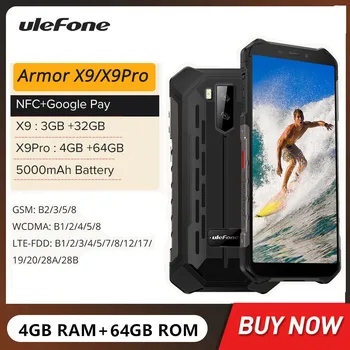 Ulefone Armor X9 Pro Водоустойчив Силни Смартфони 4 + GB 64 GB с 5,5-инчов Дисплей, Android 11 Мобилен телефон 5000 ма 4G Мобилен Телефон NFC