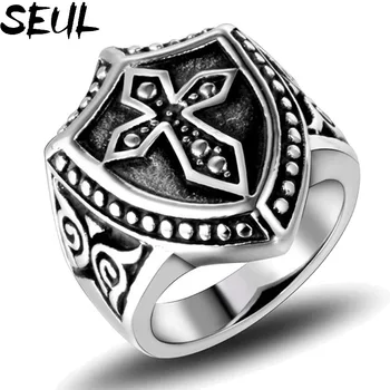 Seul Персонализирани мъжки пръстени Ретро Стил Кръст-пръстен от неръждаема Стомана Хвостовое пръстен Бижута Подарък, за партита на Едро