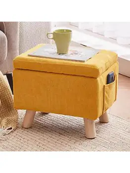 Многофункционално столче за съхранение, столче за съхранение на края на леглото, домакински столче за преобличане обувки от масивна дървесина, може да седи на